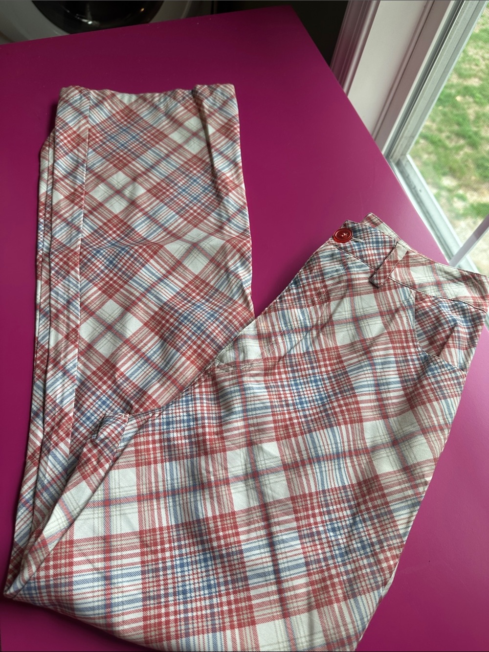 ROLLA'S Red & Blue Plaid Chinos